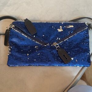 Blue Sequin Crossbody Bag